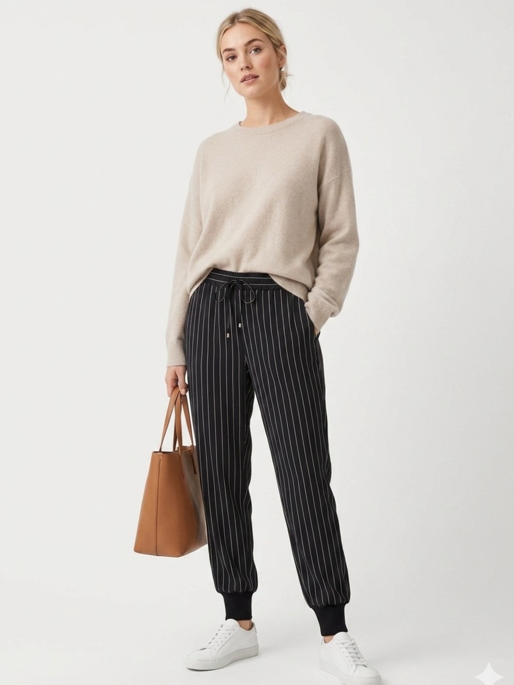InWear Copenhagen Printed Jogger Style Pants in Black White Pinstripes Size 10 - Picture 1 of 10